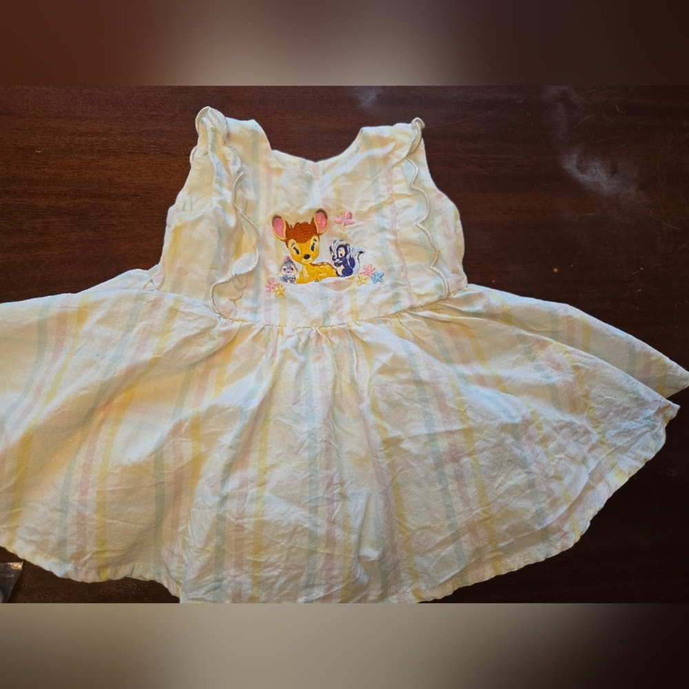Disney Baby Cream Dress with Bambi Design + Janie & Jack Bambi Tights